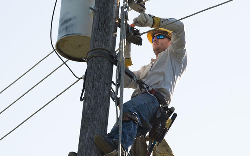 Lineworker in the field working